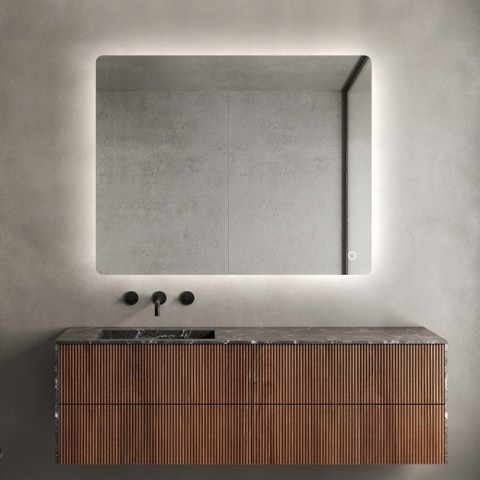Miroir de salle de bain rectangulaire 60x80cm rétroéclairé lumières led Strokkur M Promotion