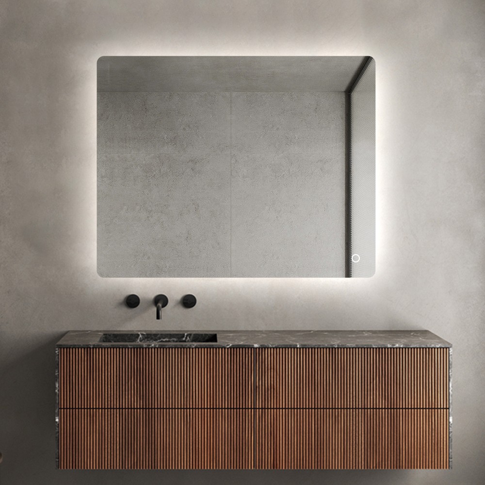 Miroir salle de bain rectangulaire 60x80cm rétroéclairé Led Strokkur M