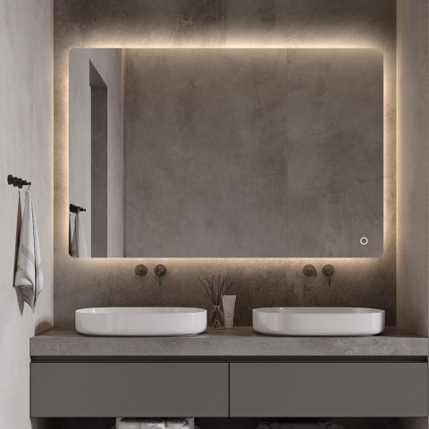 Miroir de salle de bains moderne lumières LED rétroéclairé 75x100cm Strokkur XL Promotion