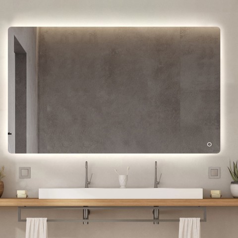 Miroir salle de bain 130x80cm design rétroéclairé lumières led Strokkur XXL Promotion