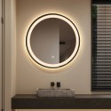 Miroir de salle de bain rétroéclairé led rond 60cm cadre noir Smidmur M Offre