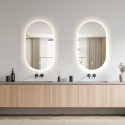 Miroir de salle de bain moderne rétroéclairé ovale 50x80cm lumières led Konughs M Offre