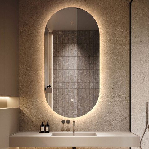 Miroir de salle de bain led ovale 50x100cm design rétroéclairé Konughs L Promotion