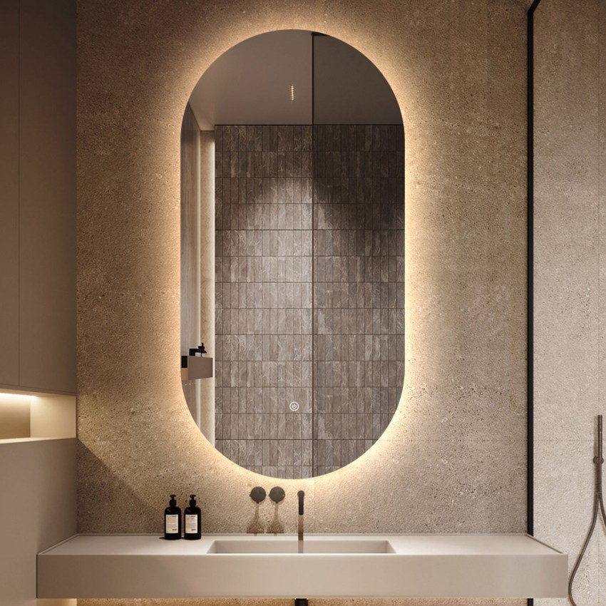Miroir de salle de bain led ovale 50x100cm design rétroéclairé Konughs L Promotion Miroir de salle de bain led ovale 50x100cm design rétroéclairé Konughs L Promotion