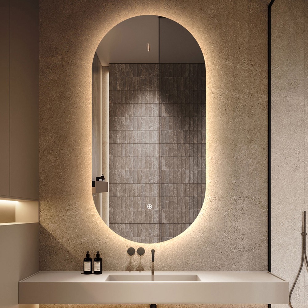 Miroir de salle de bain ovale LED 50x100cm design rétroéclairé Konughs L