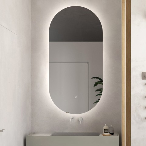 Miroir ovale salle de bain à LED rétroéclairé 60x100cm moderne Konughs XL Promotion