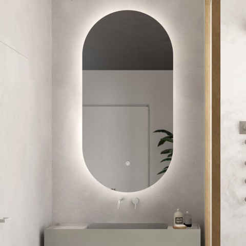 Miroir ovale salle de bain rétroéclairé led 60x100cm moderne Konughs XL Promotion