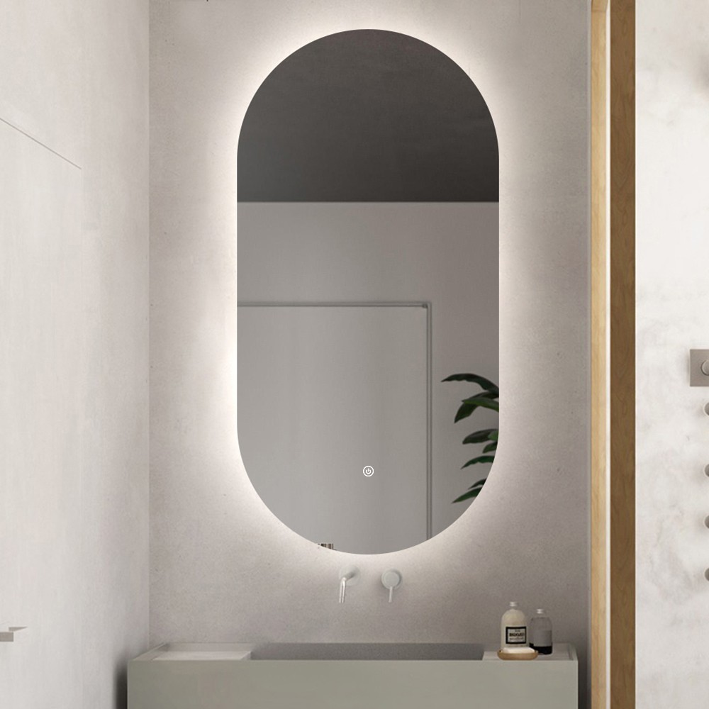 Miroir ovale salle de bain à LED rétroéclairé 60x100cm moderne Konughs XL