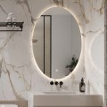 Miroir de salle de bain ovale 60x80cm avec lumières LED rétroéclairé Sodin L Promotion