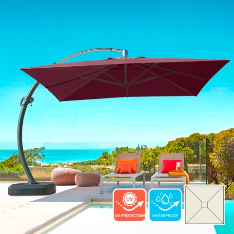 Parasol de jardin déporté en aluminium 3.5x3.5 anti UV Copenaghen Brown Promotion