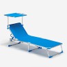 4 transats de plage bains de soleil pliants avec pare-soleil California 