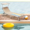4 transats de plage bains de soleil pliants avec pare-soleil California 