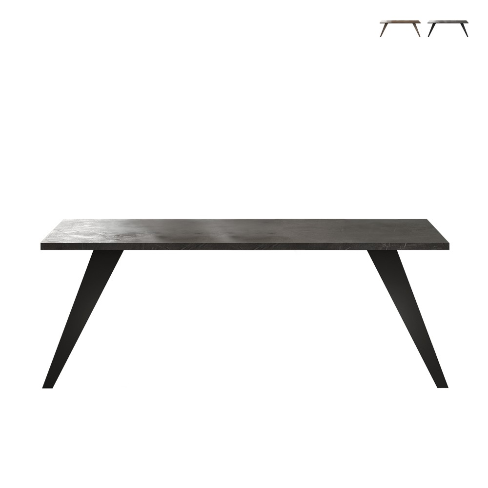 Table à manger en bois 210x90cm moderne cuisine pieds en fer Anuk