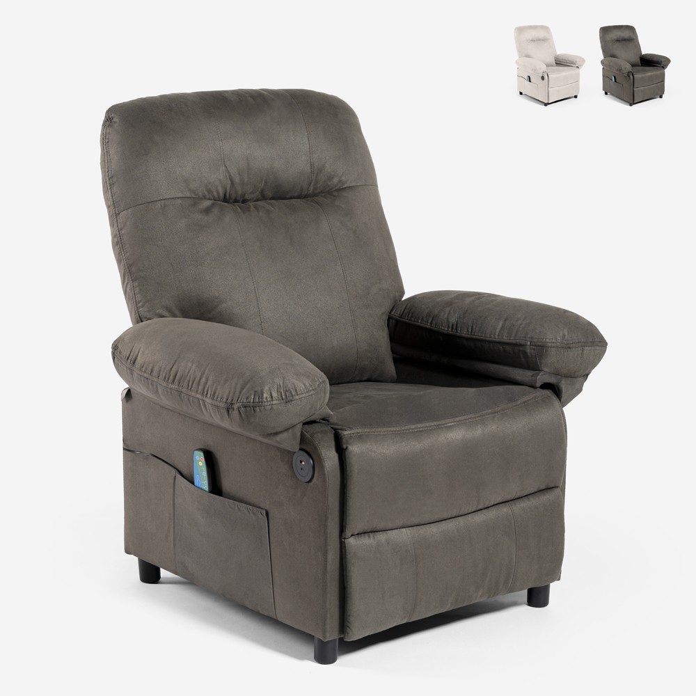 Fauteuil relax inclinable avec port USB et repose-pieds Noemi