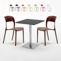 Table basse carrée 60X60 acier noire et 2 chaises Restaurant Pistachio Réductions
