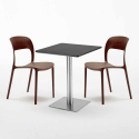 Table basse carrée 60X60 acier noire et 2 chaises Restaurant Pistachio Prix