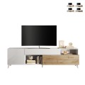 Meuble TV moderne blanc bois avec tiroir et 2 portes 241x42x67cm Clere Promotion