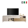 Meuble TV moderne blanc bois avec tiroir et 2 portes 241x42x67cm Clere Réductions