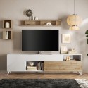 Conception TV mobile blanche en bois modern c 2 portes 241x42x67cm Clere Caractéristiques