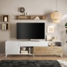 Meuble TV moderne blanc bois avec tiroir et 2 portes 241x42x67cm Clere Caractéristiques