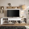 Meuble TV moderne blanc bois avec tiroir et 2 portes 241x42x67cm Clere Prix