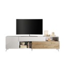 Meuble TV moderne blanc bois avec tiroir et 2 portes 241x42x67cm Clere Dimensions