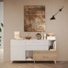 Buffet de cuisine et salon 2 portes 2 tiroirs bois blanc 181x42x94cm Kamie 