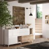 Buffet de cuisine et salon 2 portes 2 tiroirs bois blanc 181x42x94cm Kamie Réductions