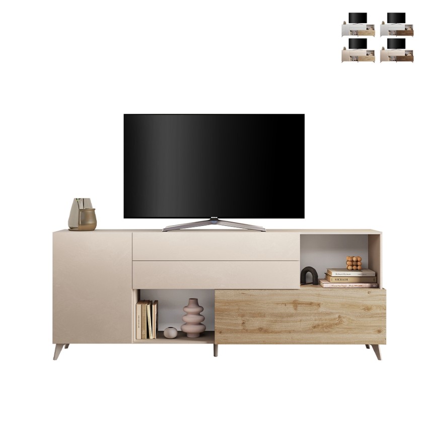 Buffet moderne cuisine salon blanc bois 2 portes tiroirs Maditha Offre Buffet moderne cuisine salon blanc bois 2 portes tiroirs Maditha Offre