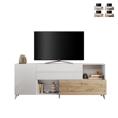 Buffet moderne cuisine salon blanc bois 2 portes tiroirs Maditha Promotion