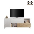 Buffet moderne cuisine salon blanc bois 2 portes tiroirs Maditha Promotion