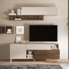 Meuble TV blanc en bois moderne avec tiroir et 2 portes 181x42x67cm Edwin 