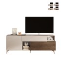 Meuble TV blanc en bois moderne avec tiroir et 2 portes 181x42x67cm Edwin Remises