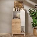Buffet cuisine blanc bois avec 2 étagères Jowna 