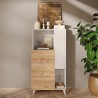 Buffet cuisine blanc bois avec 2 étagères Jowna 