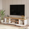 Meuble TV 3 portes + table basse blanche en bois design moderne Award Réductions