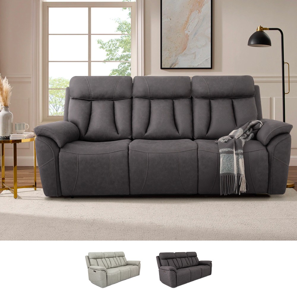 Canapé 3 places relax électrique dossier inclinable 2 port USB moderne Savys