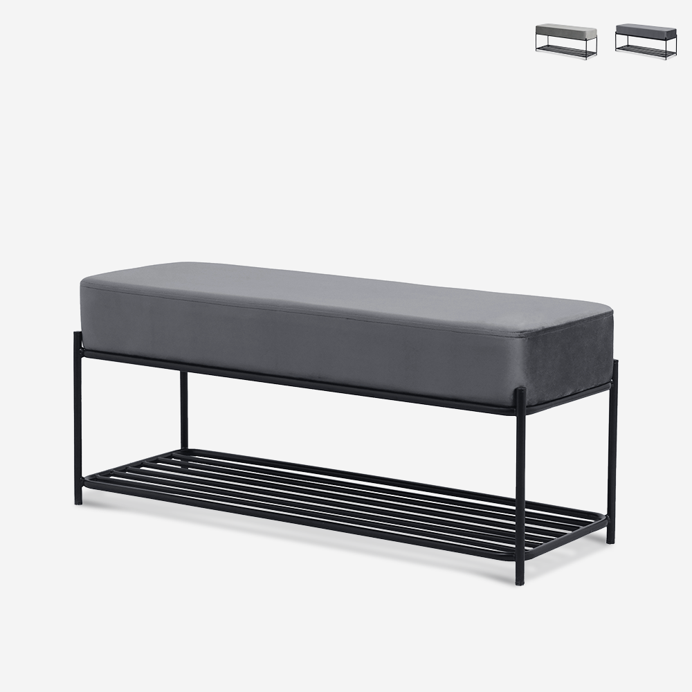 Banc à chaussures entrée design moderne velours gris Degas