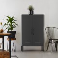 Armoire de bureau métal noir 2 portes industrielle 65x36x105cm Colima Promotion