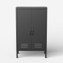 Armoire de bureau métal noir 2 portes industrielle 65x36x105cm Colima Offre