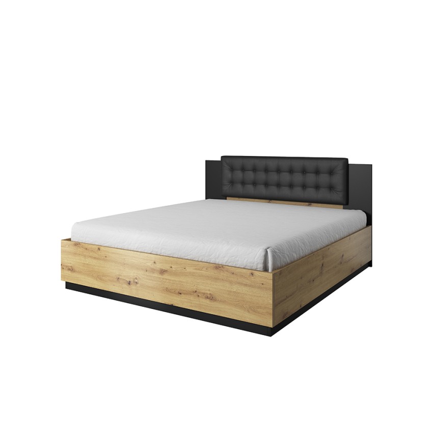 Lit une place et demie avec coffre de rangement 140x200 chêne noir Seuvard Promotion Lit une place et demie avec coffre de rangement 140x200 chêne noir Seuvard Promotion