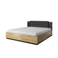Lit double 180x200 coffre de rangement tête de lit en bois Bartley Promotion