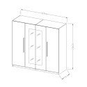 Dressing quatre portes miroir en bois de chêne gris 228x58x214 Morvel Offre
