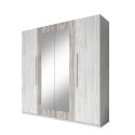 Dressing quatre portes miroir en bois de chêne gris 228x58x214 Morvel Vente