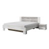 Lit double 160x200 en bois blanc 2 tables de chevet sommier à lattes Indra Promotion