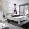 Lit double 160x200 en bois blanc 2 tables de chevet sommier à lattes Indra Vente