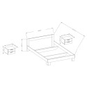 Lit double 160x200 en bois blanc 2 tables de chevet sommier à lattes Indra Remises