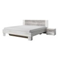 Lit double 180x200 sommier à lattes 2 tables de nuit bois blanc Mosnay Promotion