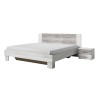 Lit double 180x200 sommier à lattes 2 tables de nuit bois blanc Mosnay Promotion