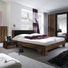 Lit double 180x200 2 tables de nuit sommier à lattes en bois Lauret Vente